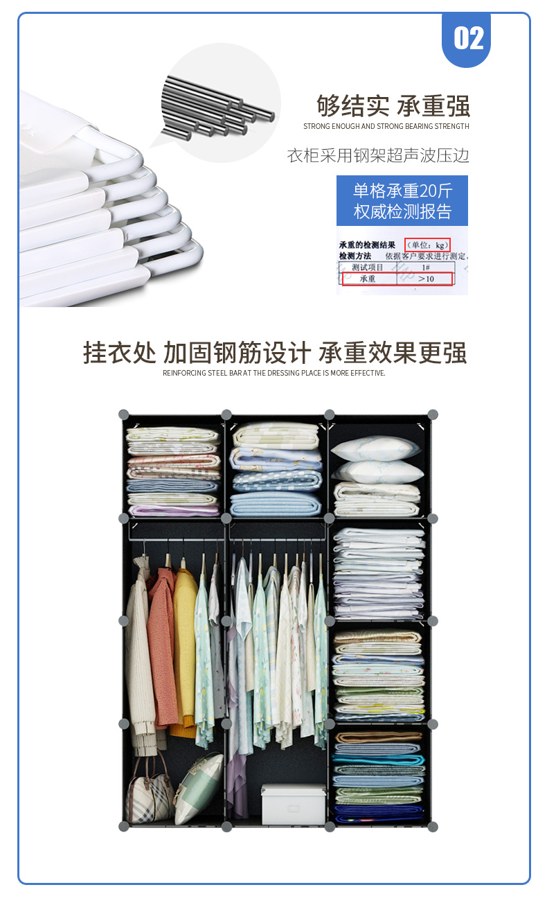 Tủ quần áo đơn giản lắp ráp nhựa tủ gỗ rắn loại tấm đôi căn hộ nhỏ với phòng ngủ đơn giản kinh tế hiện đại tủ quần áo - Buồng tủ tường