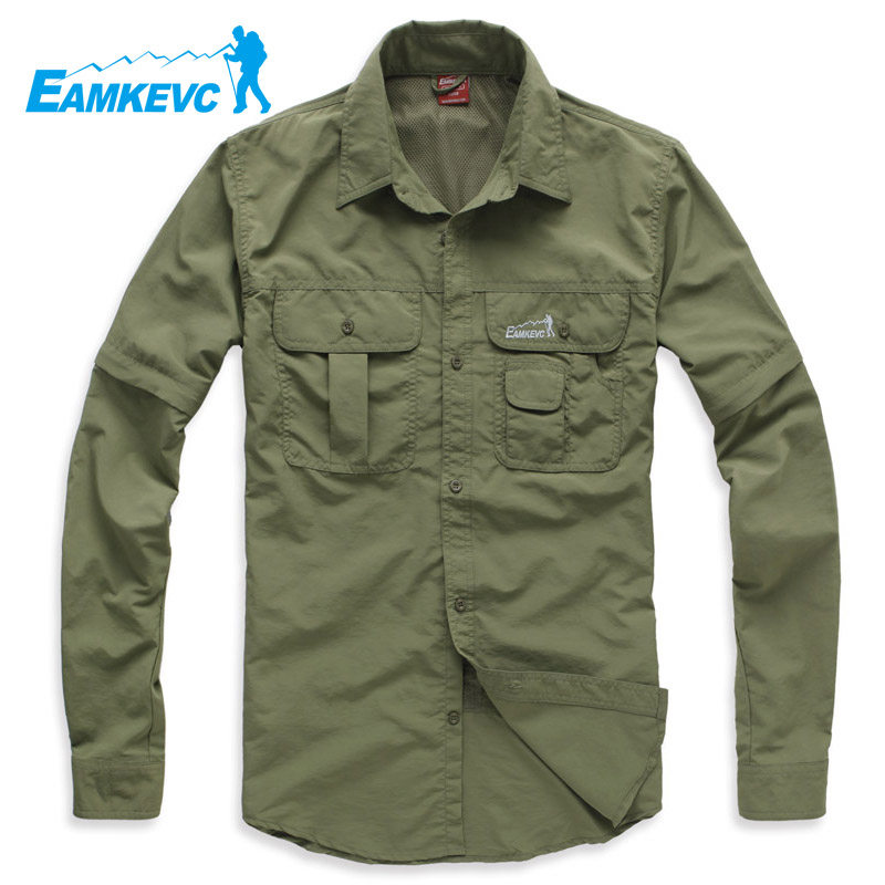 IKevin Outdoor Men's And Women's Long Sleeves Detachable Speed Dry Shirt Quick Dry Jersey Big Size Shirt Pants Suit