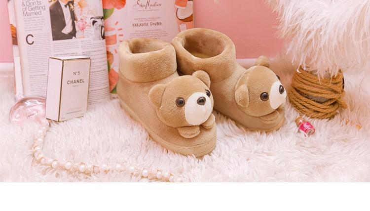 Mùa đông dày cotton ấm dép phụ nữ túi với phim hoạt hình dễ thương gấu dày dưới giày chống trượt nhà cao để giúp giày cotton giày bông dép đẹp nữ