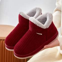 Winter warm cotton slippers with high heel for men and women, thick soles that can be worn outside, non-slip mother's cotton shoes, middle-aged and elderly home shoes