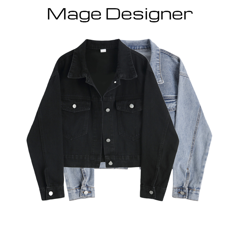 2025 Spring and Autumn New Hong Kong Style Chic Denim Jacket for Women, Petite Short Loose Korean Version Jacket Top Trendy