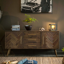 Light luxury solid wood sideboard porch cabinet tea cabinet bucket cabinet log kitchen storage storage cabinet Nordic restaurant dining cabinet