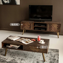 Nordic light luxury solid wood coffee table TV cabinet combination living room multi-function locker bedroom small apartment creative floor cabinet