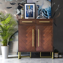 Solid wood sideboard parquet living room indoor tea cabinet wine storage locker multifunctional storage cabinet retro shoe cabinet