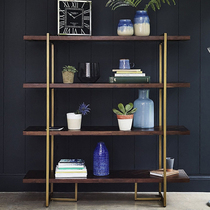 Solid wood rack loft bookshelf floor-to-ceiling storage storage shelf parquet living room partition wrought iron display stand