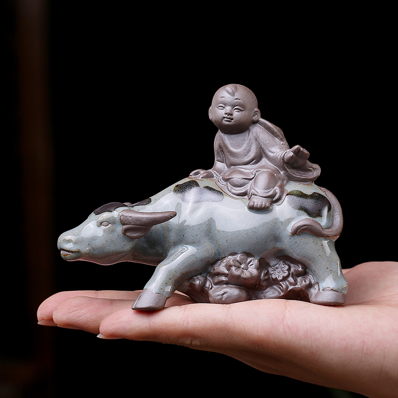 JiaXin creative open piece of cowboy ride cow elder brother up with tea pet furnishing articles furnishing articles study the desktop sitting room adornment ceramics