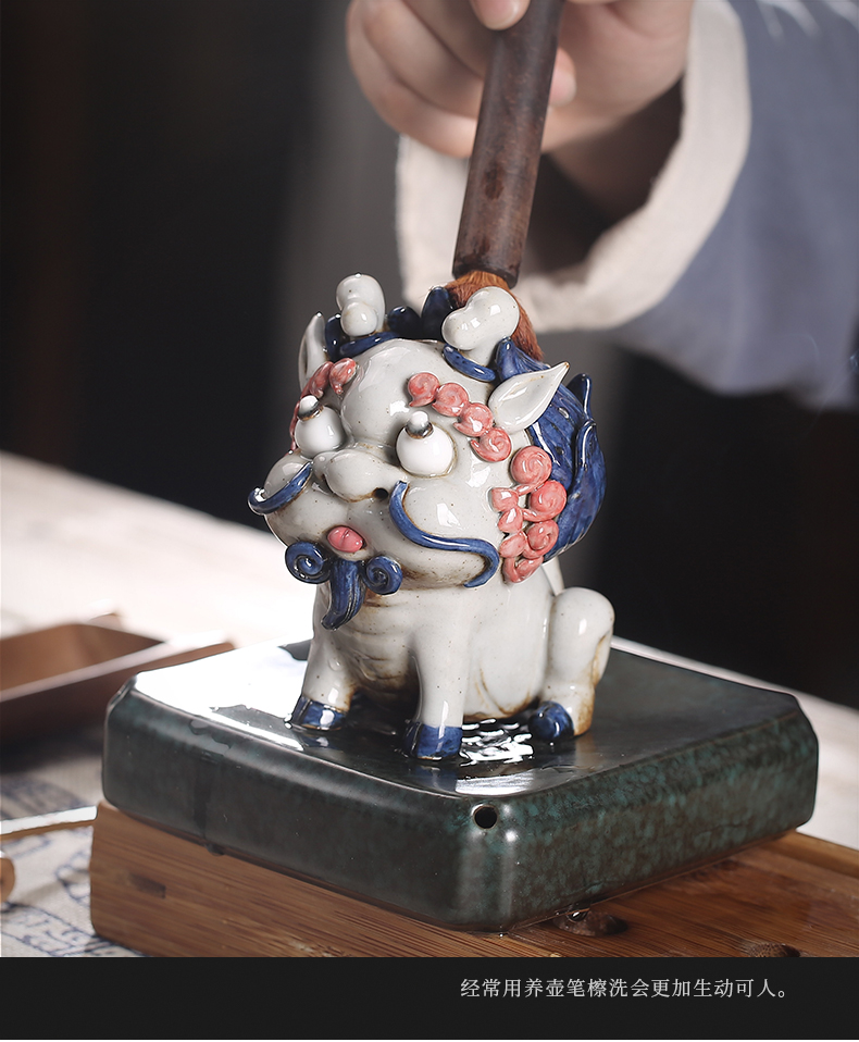 Furnishing articles pet boutique JiaXin ceramic checking tea to keep playing fun lucky the mythical wild animal and joss stick to do head of Furnishing articles