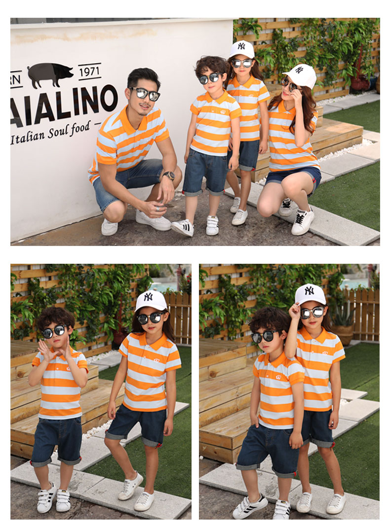 Tình yêu con sức khỏe cha mẹ và con 2018 gia đình mới ba mẹ con gái POLO từ bi mẹ bông cổ áo ngắn tay áo triều áo thun đẹp cho cả nhà