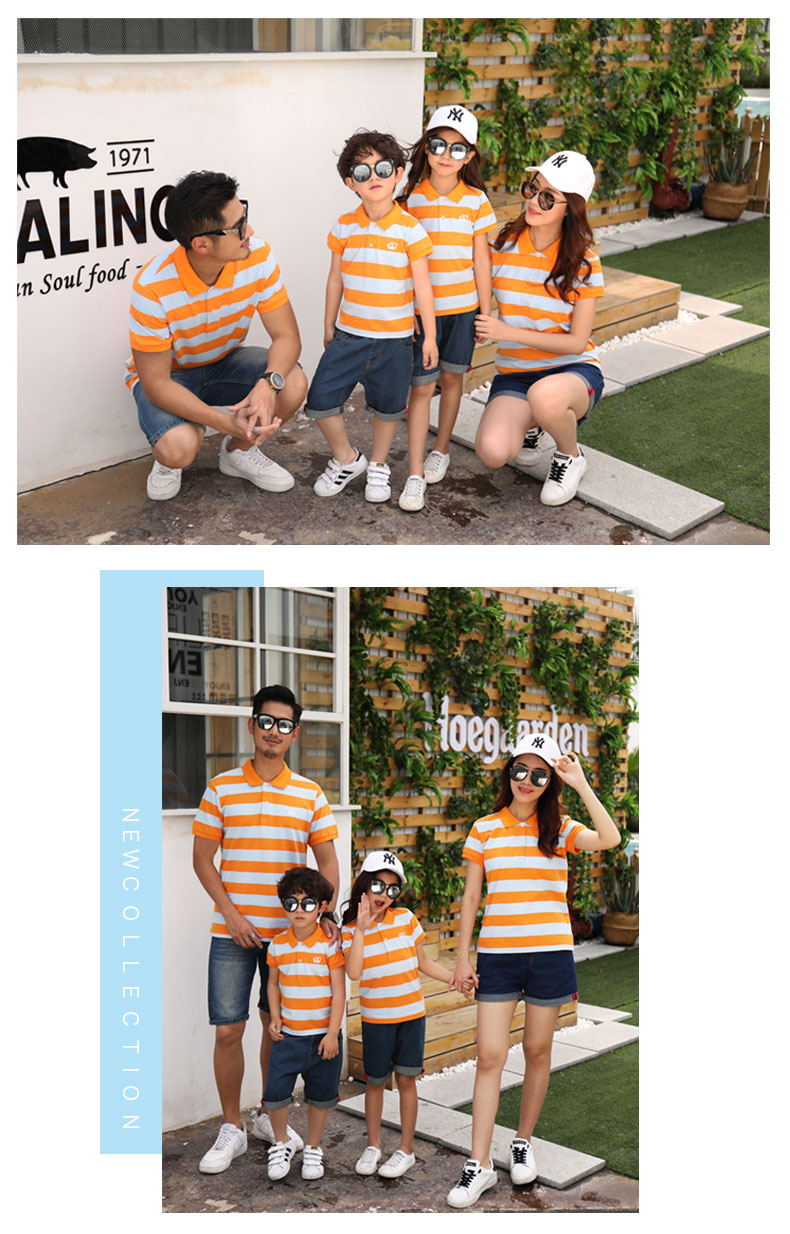 Tình yêu con sức khỏe cha mẹ và con 2018 gia đình mới ba mẹ con gái POLO từ bi mẹ bông cổ áo ngắn tay áo triều áo thun đẹp cho cả nhà