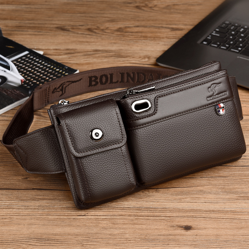 Men's bag leather skinned bag head skinned shoulder bag male 2023 new single shoulder bag tide sports backpack