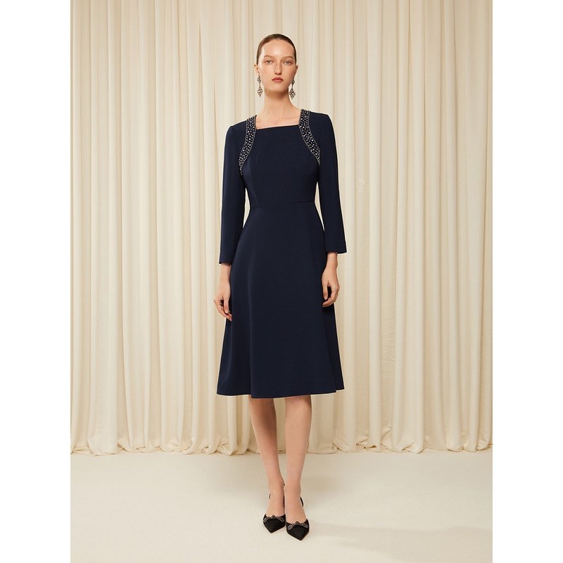 SongofSong song in song Winter Tibetan blue nail beads decorated with elegant one-piece dress 5C63505490 -Taobao