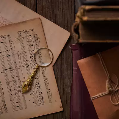 Retro nostalgic golden handle magnifying glass handheld enlarged mirror gourmet photography props (27 Life Hall)