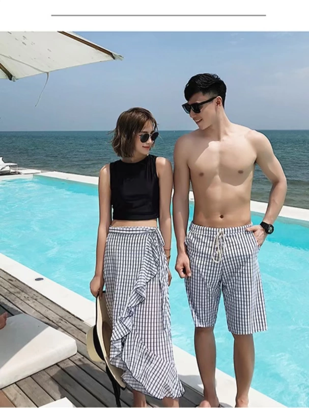 Bộ đồ bơi liền thân 2018 mẫu mới của Hàn Quốc mẫu đôi nữ chia ba mảnh quần lửng nam đi biển mùa xuân nóng bỏng - Vài đồ bơi 	đồ đôi đi biển cặp	