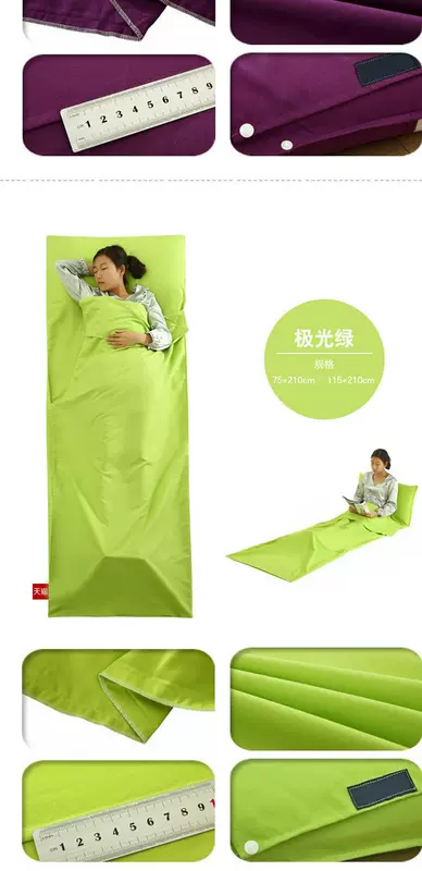 Du lịch bẩn túi ngủ cotton đơn túi ngủ lót đôi du lịch khách sạn khách sạn tấm di động nhẹ và thoáng khí