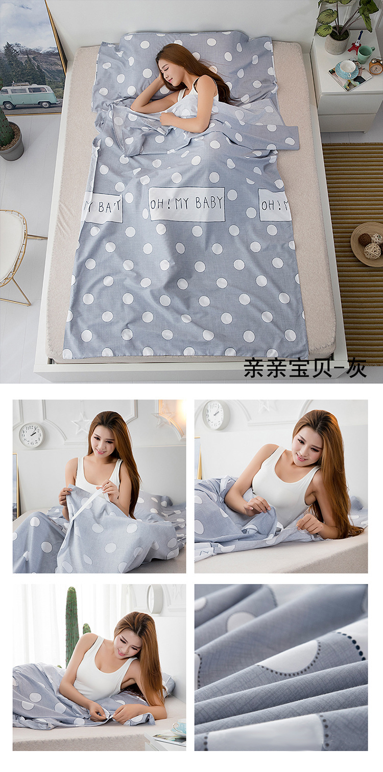 Túi ngủ bẩn du lịch du lịch khách sạn túi ngủ tàu cách ly tấm vệ sinh di động đôi bông túi ngủ cá mập túi ngủ