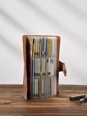 Male leather card holder super large capacity female multi-card position card holder Business card holder Simple card holder 90 card position