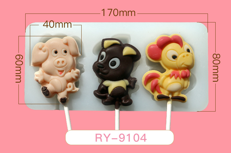 Sôcôla fondant silicone khuôn phim hoạt hình kẹo mút stereo khuôn mềm công cụ làm bánh bằng tay nhiệt độ cao khuôn nướng bánh