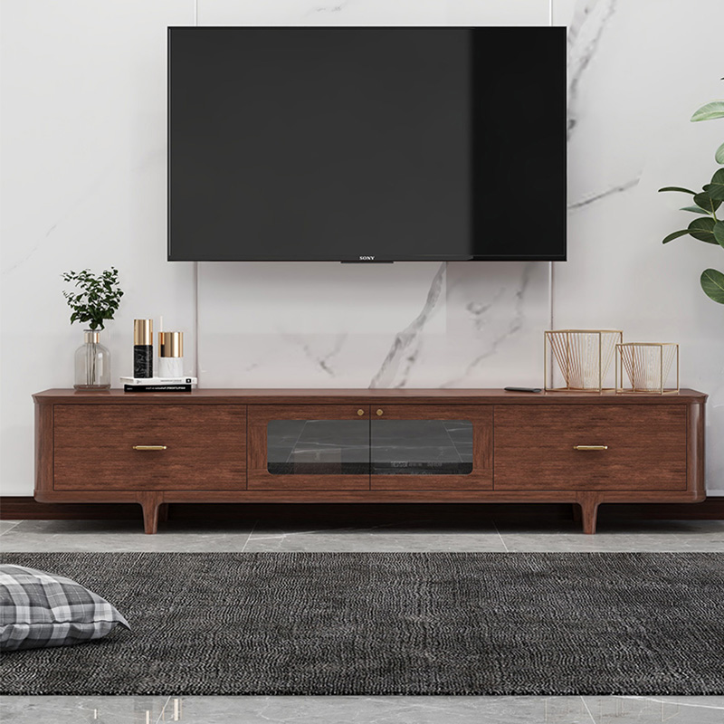 Solid wood TV cabinet walnut wood modern minimalist size family room cabinet light and luxurious furniture combination TV cabinet