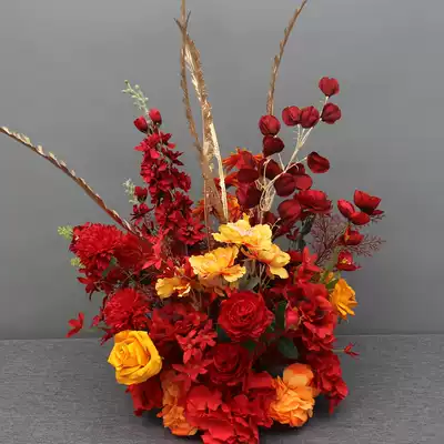 New wedding simulation flower Miscanthus potted flower road diversion stage flower background flower dot table flower finished flower display