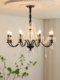 French Retro Chandelier, High-End Crystal Living Room Lamp, American Mid-Century Style Dining Room Bedroom Pearl Black Candle Lamp