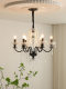 French Retro Chandelier, High-End Crystal Living Room Lamp, American Mid-Century Style Dining Room Bedroom Pearl Black Candle Lamp