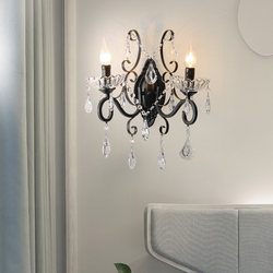 Black French-Style Bedside Wall Lamp for Bedroom 2025 New Model, Living Room Light Luxury High-End Wall Lamp, American Retro Staircase Lamp