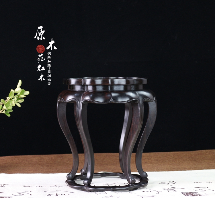 Purple Light Sandalwood Boutique Base Black Sandalwood Base Miniature Bonsai Porcelain Vase Base Red Wood Wood-to-wood Shelf-Taobao