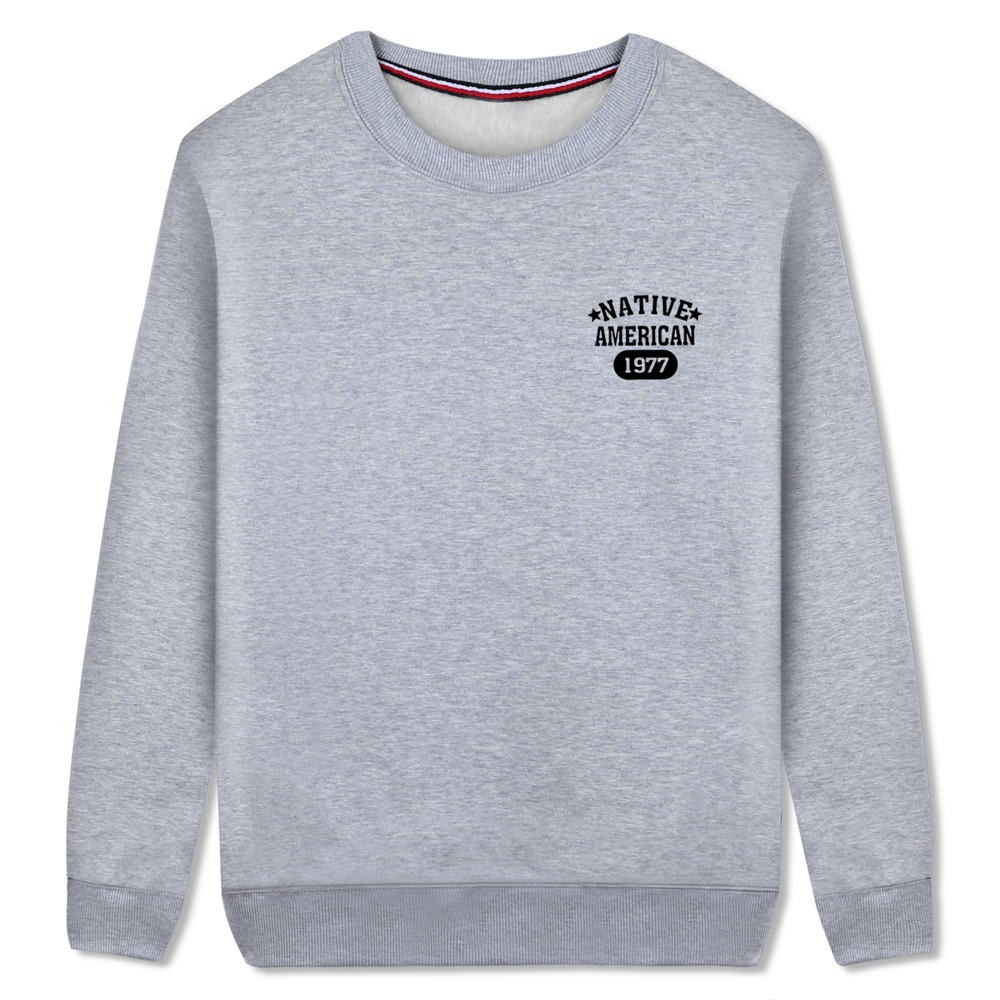 Áo len nam mùa thu nhung không rơi XL áo thun dài tay dày cộng với áo nhung cổ tròn ấm áp áo hoodie đôi