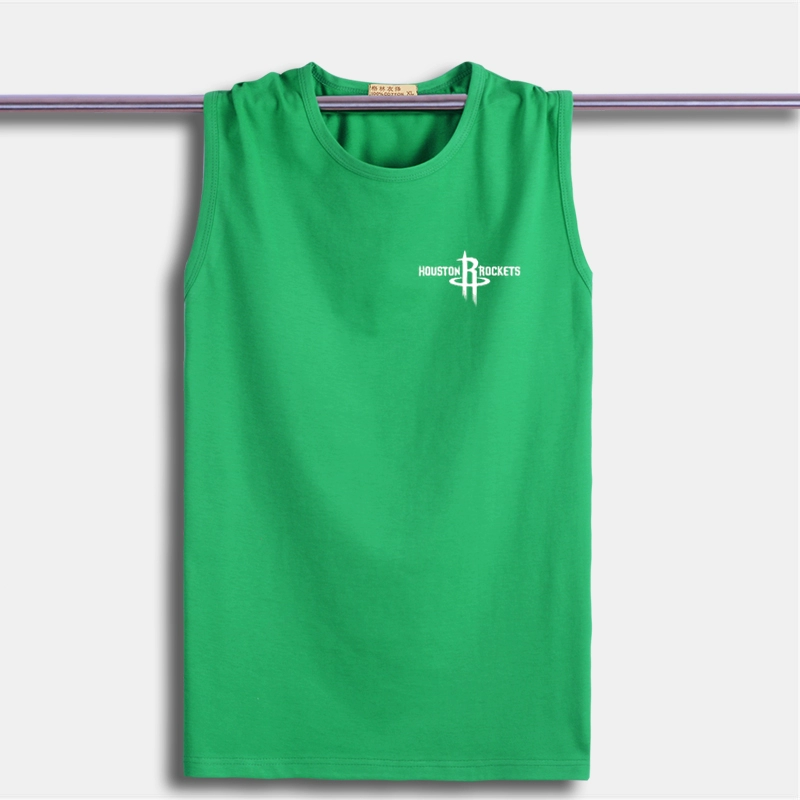 Vest nam mùa hè cộng với phân bón XL cotton mới nam áo nỉ không tay rộng Áo thun thể thao giản dị tay áo