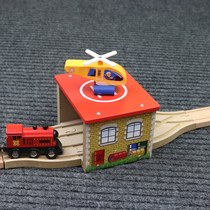 Tapron wooden small fire garage compatible wooden train track Brio children assembly boy toy 3 years old