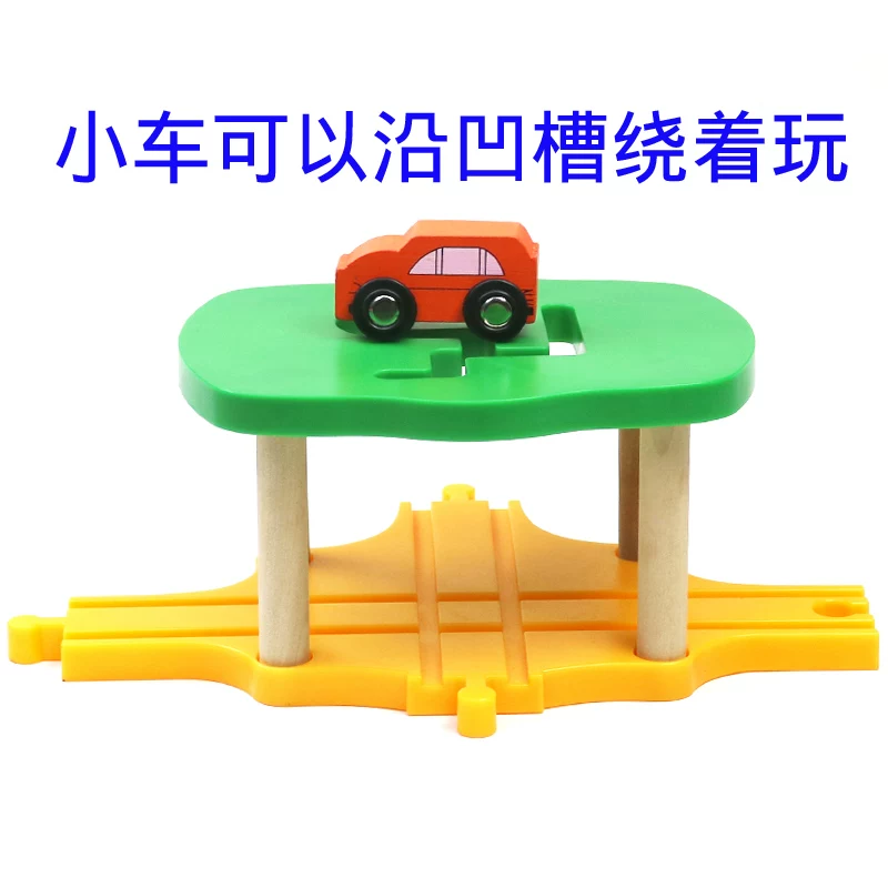 Wooden train railed, toy with accessories, compatible constructor, 3-9 years