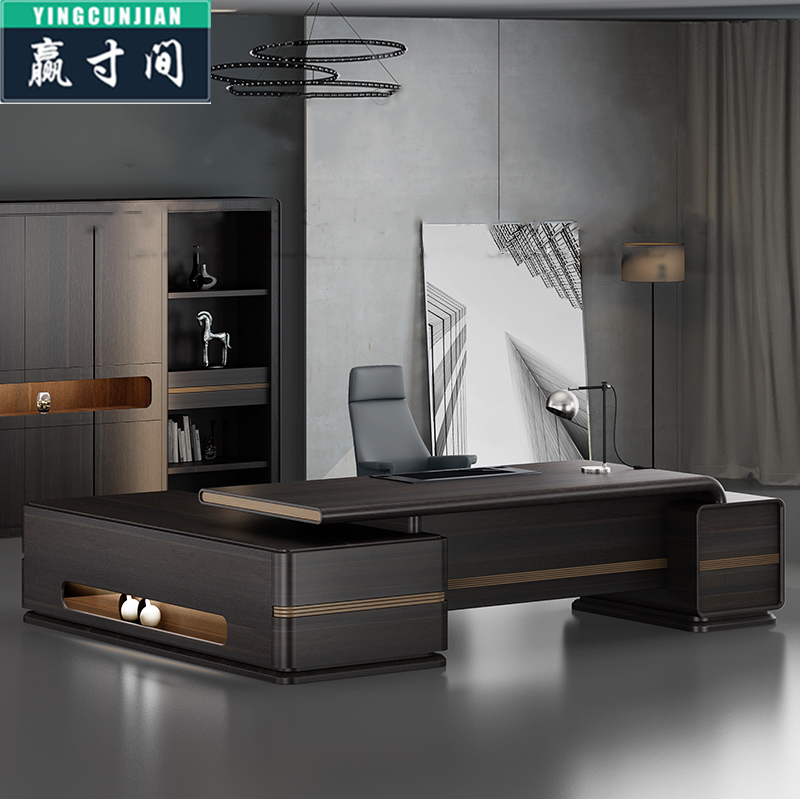 Guangdong solid wood boss desk president desk high-end atmosphere executive desk modern fashion chairman desk 2 8 meters
