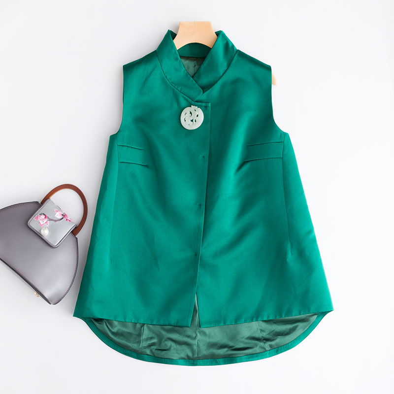 PCY289 Spring and Autumn New Neckline Jade Pendant Custom Outerwear Retro Extravagance Autumn Ladies Vest Vest Cotton Vest Winter