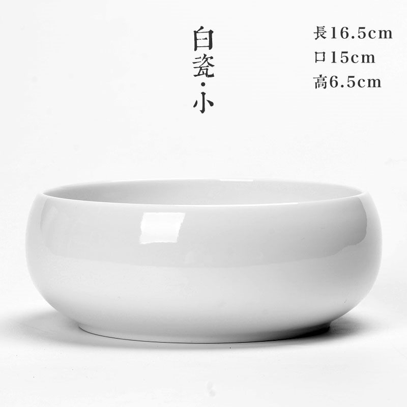Desktop short basin hydroponic flower pot sleeping lotus water fairy flower round retro white rich and expensive bamboo white porcelain bowl lotus with large mouth