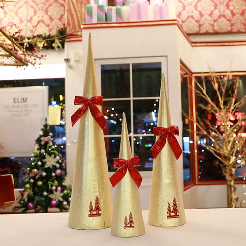 Рождественский шпиль елки, набор из трех частей, золотые и красные елочные украшения, креативная витрина, рождественское украшение, елочная композиция