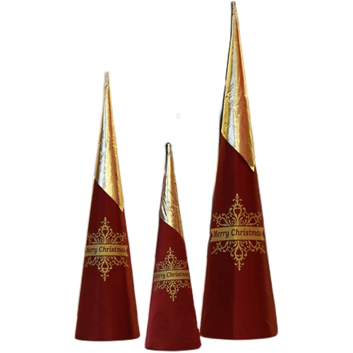 Рождественский шпиль елки, набор из трех частей, золотые и красные елочные украшения, креативная витрина, рождественское украшение, елочная композиция