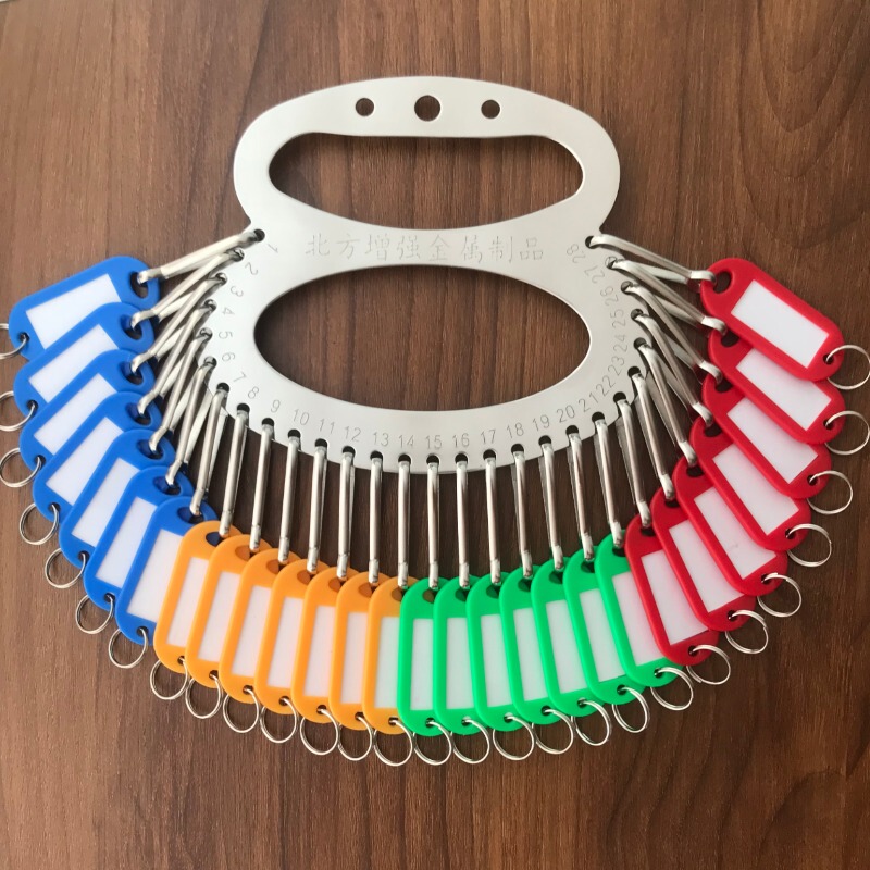 28-Hole New Portable Key Holder, Stainless Steel Thickened Plate, Company Property Key Ring with Tag for Storage