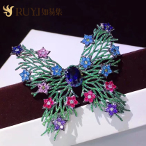 Butterfly brooch brooch pin rhinestones elegant luxury coat brooch female large personality retro send mother