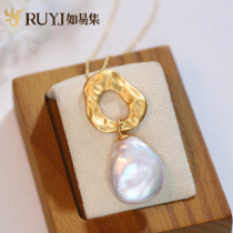 Natural Baroque shaped pearl necklace female sterling silver simple temperament sweater chain long summer fashion choker