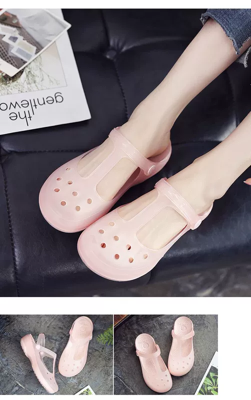 Giày Croc Nurse màu trắng Dép đế dày mùa hè dành cho nữ Giày sandal đế mềm chống trượt cho nữ Dép đi làm đi biển chống trượt dành cho nữ Nhóm bệnh viện đế mềm Mua hàng