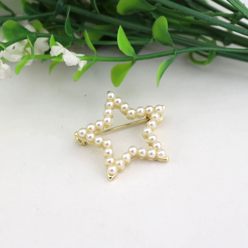 Tùy chỉnh thời trang Nhật Bản và Hàn Quốc trâm cài ngọc trai khảm năm sao mới - Trâm cài