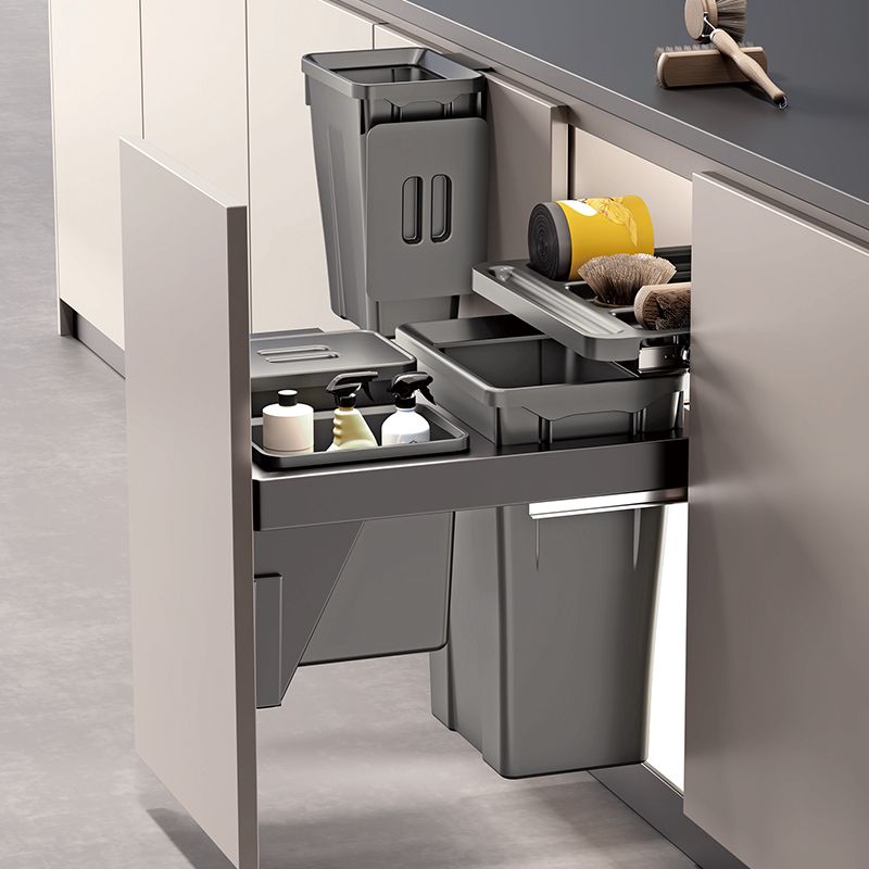 Pull-Out Household Trash Can for Cabinets, Hidden Built-In Trash Can for Kitchen Cabinets, Kitchen Sink Trash Can Pull-Out Household Trash Can for Cabinets, Hidden Built-In Trash Can for Kitchen Cabinets, Kitchen Sink Trash Can