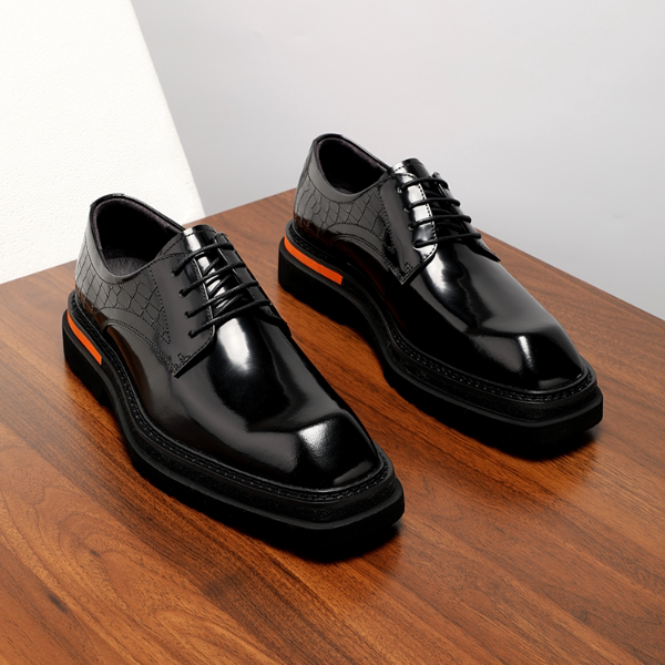 High-End Diamond-Studded Leather Shoes for Men, Genuine Leather, Glossy, Thick-Soled, Height-Increasing, Business Formal Derby Shoes, Groom's Wedding Shoes