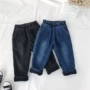 Xiaojie home 2018 thu đông nam nữ mới lửng cộng với quần jeans nhung ở trẻ em dày quần hoang dã đồ bé gái