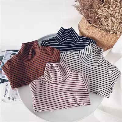 Xiaojie home 2020 Autumn and Winter new boys and girls plus velvet padded base shirt children's stripes