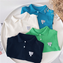 Xiaojies spring dress 2021 new childrens sweater boys sweater polo shirt baby pullover coat foreign style