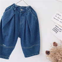 Xiaojie Family Childrens pants boys loose jeans tide spring clothes 2021 new foreign style Korean version of handsome little childrens trousers
