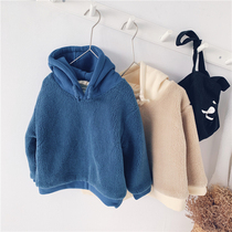 Xiaojie childrens clothing boys 2019 winter new childrens thickened lambskin coat baby cashmere hooded sweater
