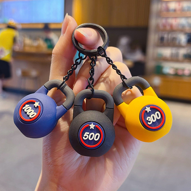 Mini Fitness Kettlebell Keychain PVC Pendant