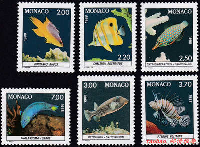 Monaco Stamp 1988 Аквариум декоративная рыба тропическая рыба Морская рыба 6 совершенно новая